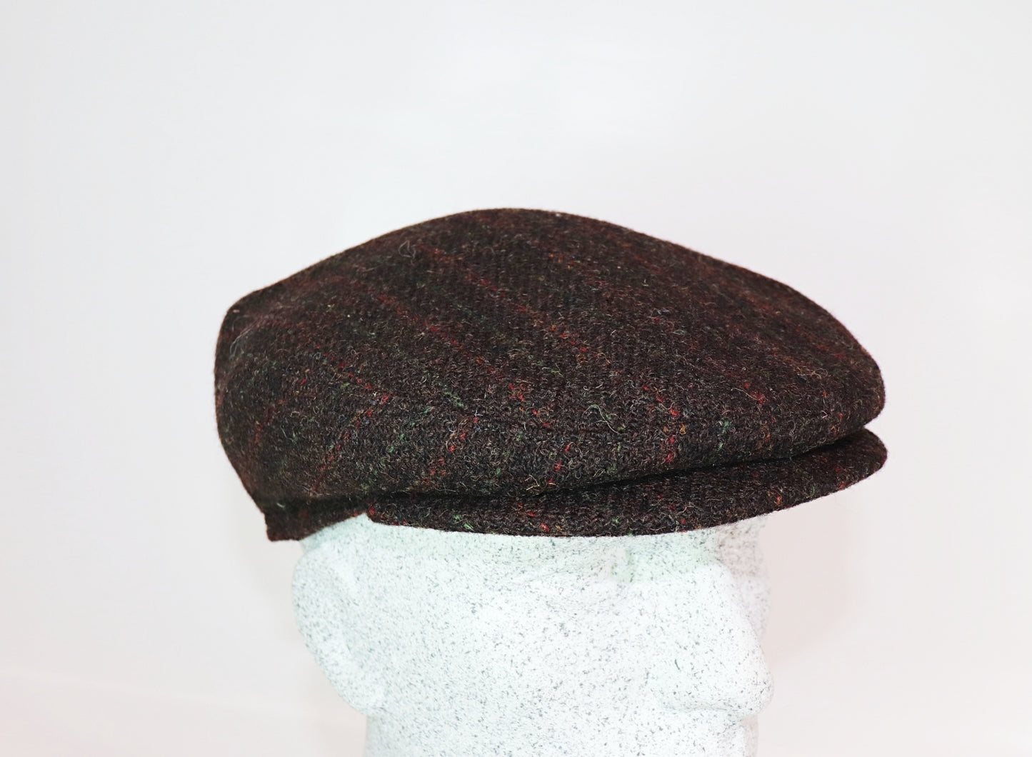 Schildmütze Harris Tweed braun - weinrot