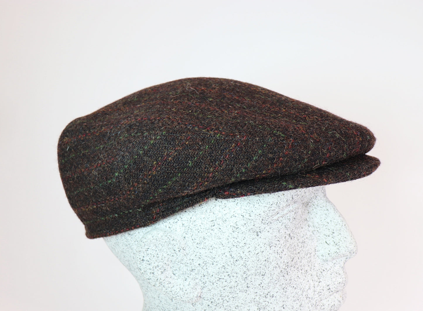 Schildmütze Harris Tweed braun - weinrot