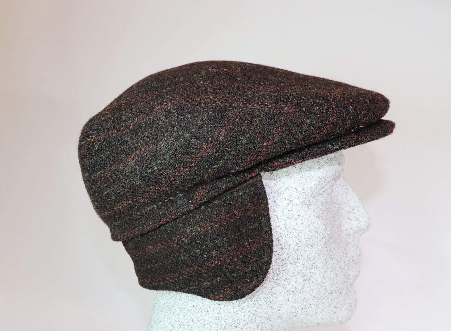 Schildmütze Harris Tweed braun - weinrot