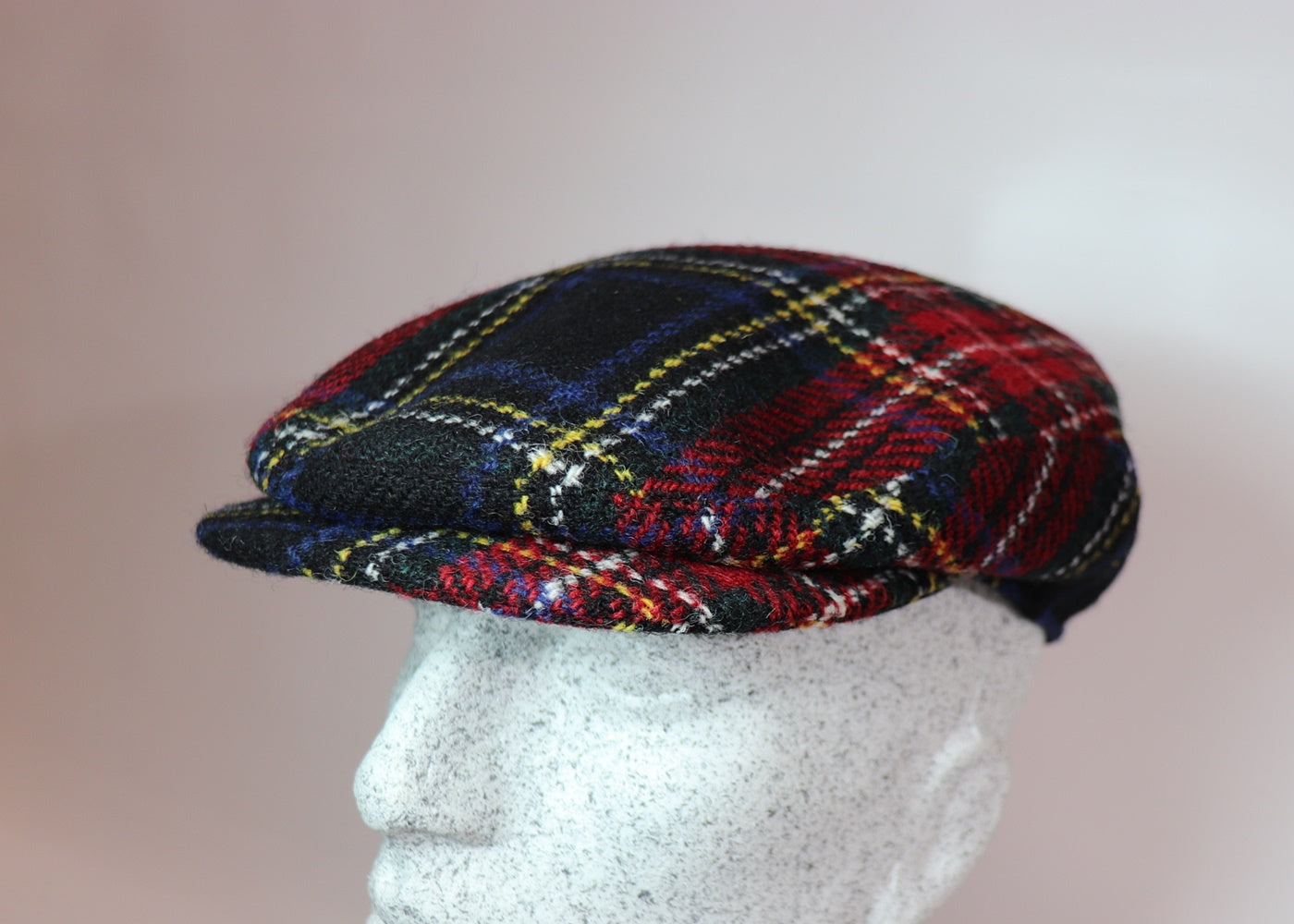 Schildmütze rot Karo - Harris Tweed