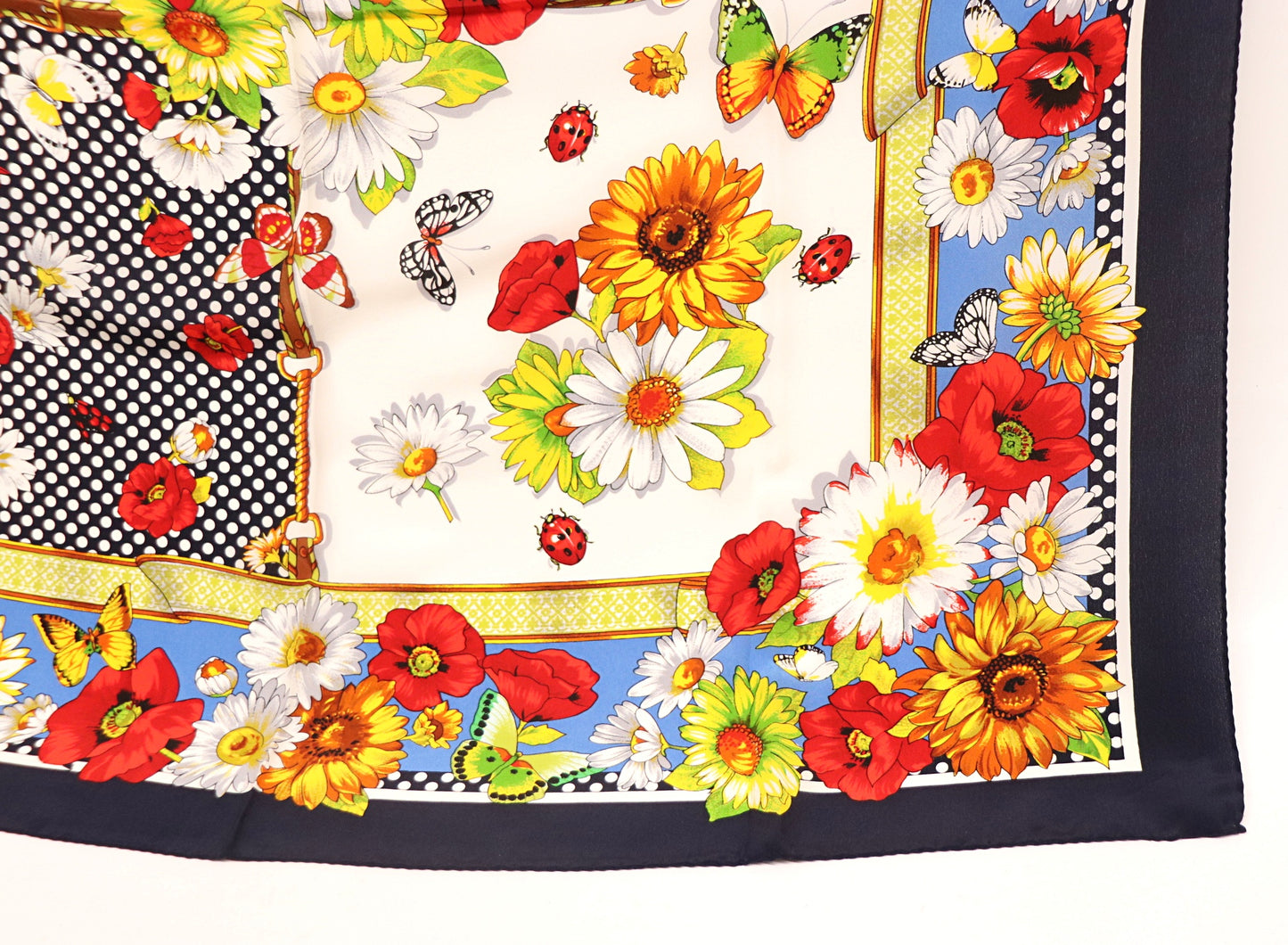 Silk scarf flowers and butterflies
