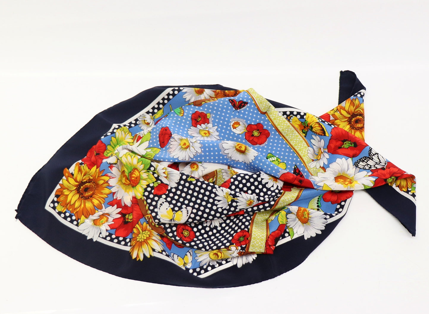 Silk scarf flowers and butterflies