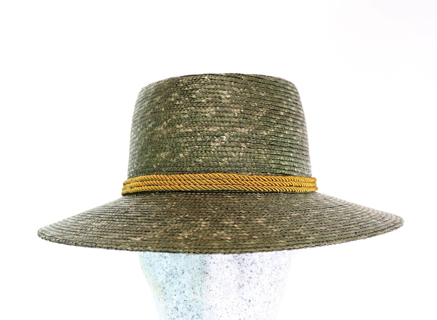 Border straw hat olive