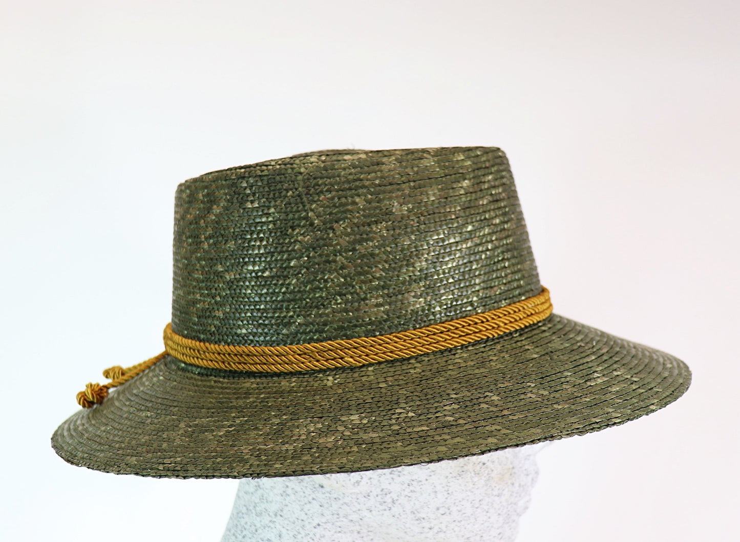 Border straw hat olive