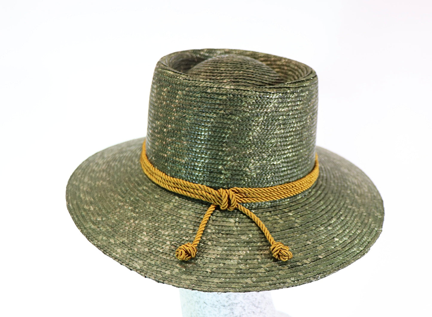 Border straw hat olive