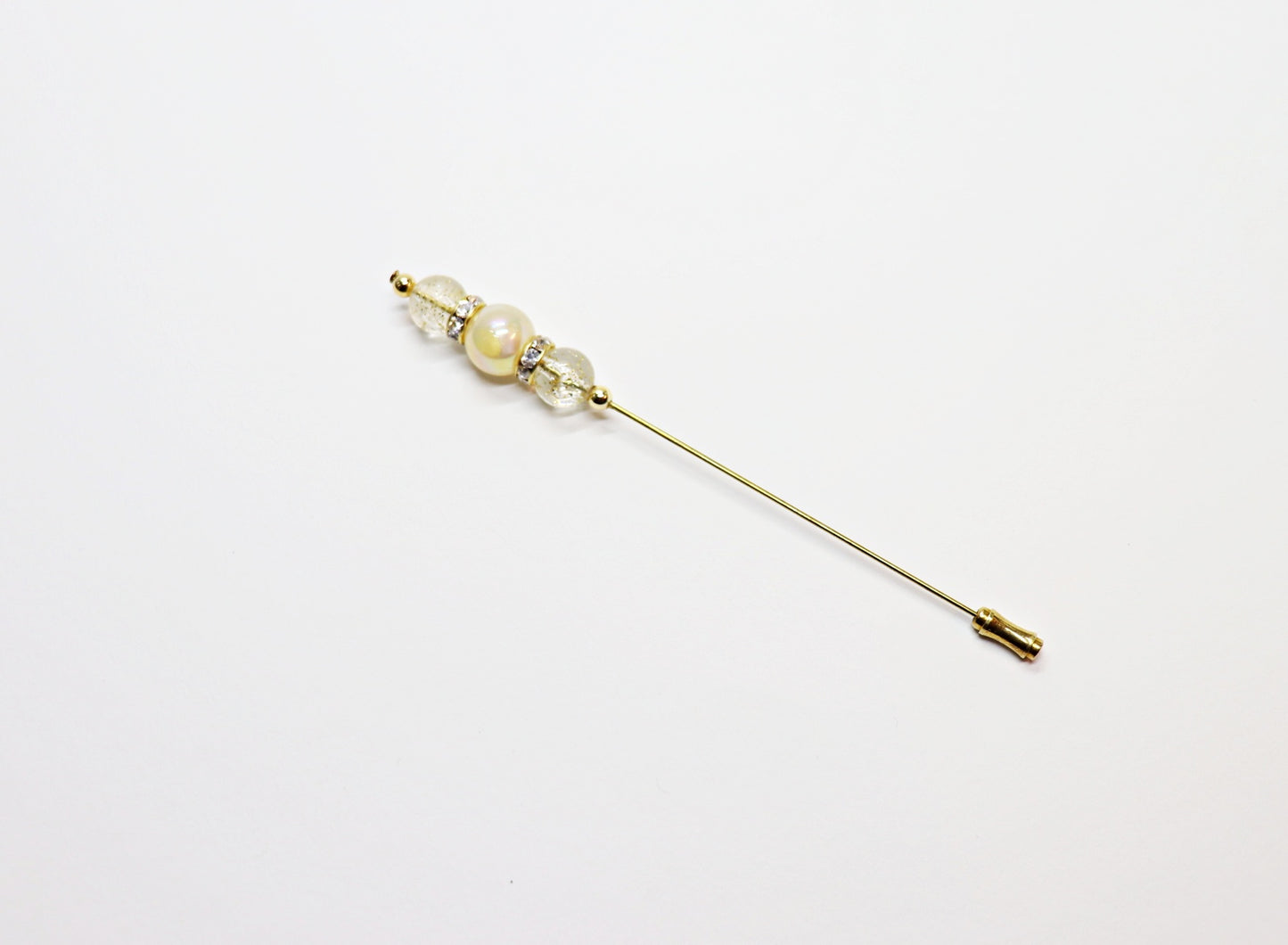 Hat pin glitter beads with rhinestone rondelles