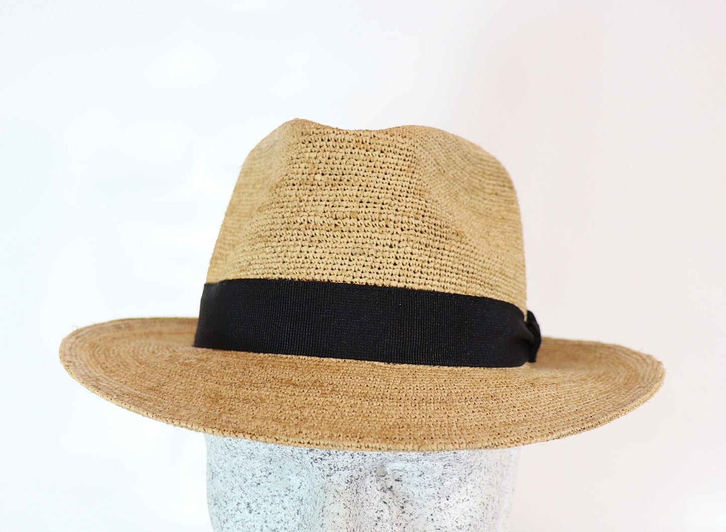 Men's straw hat crochet raffia
