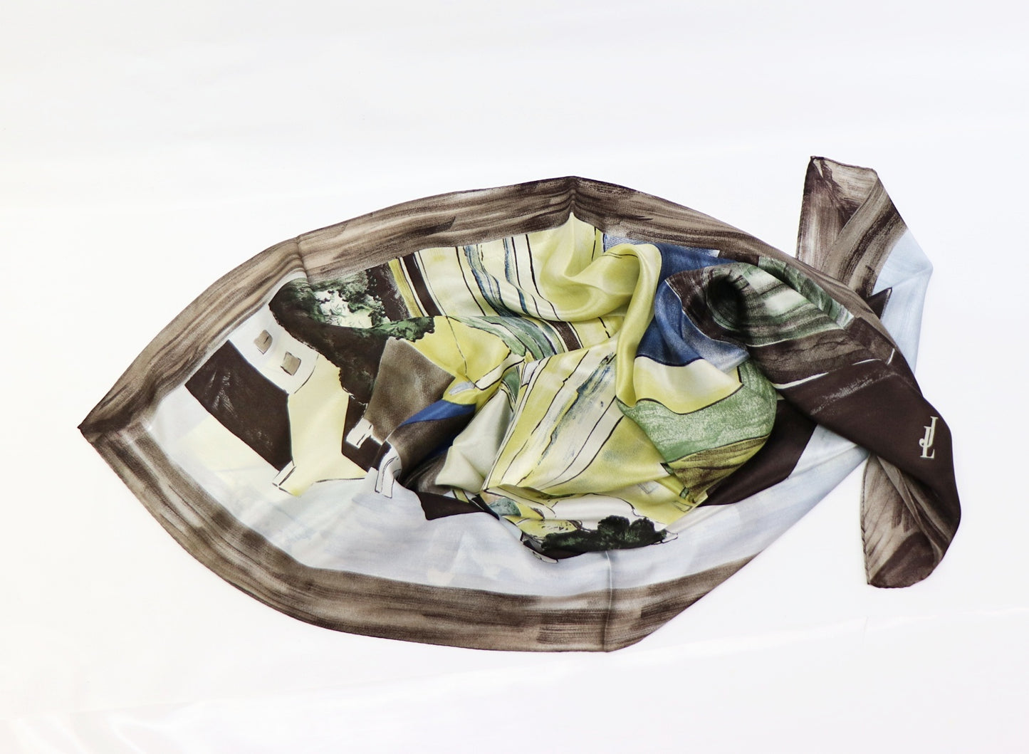 Silk scarf coastal landscape
