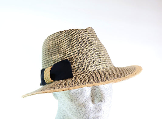 Raffia men's hat with bow