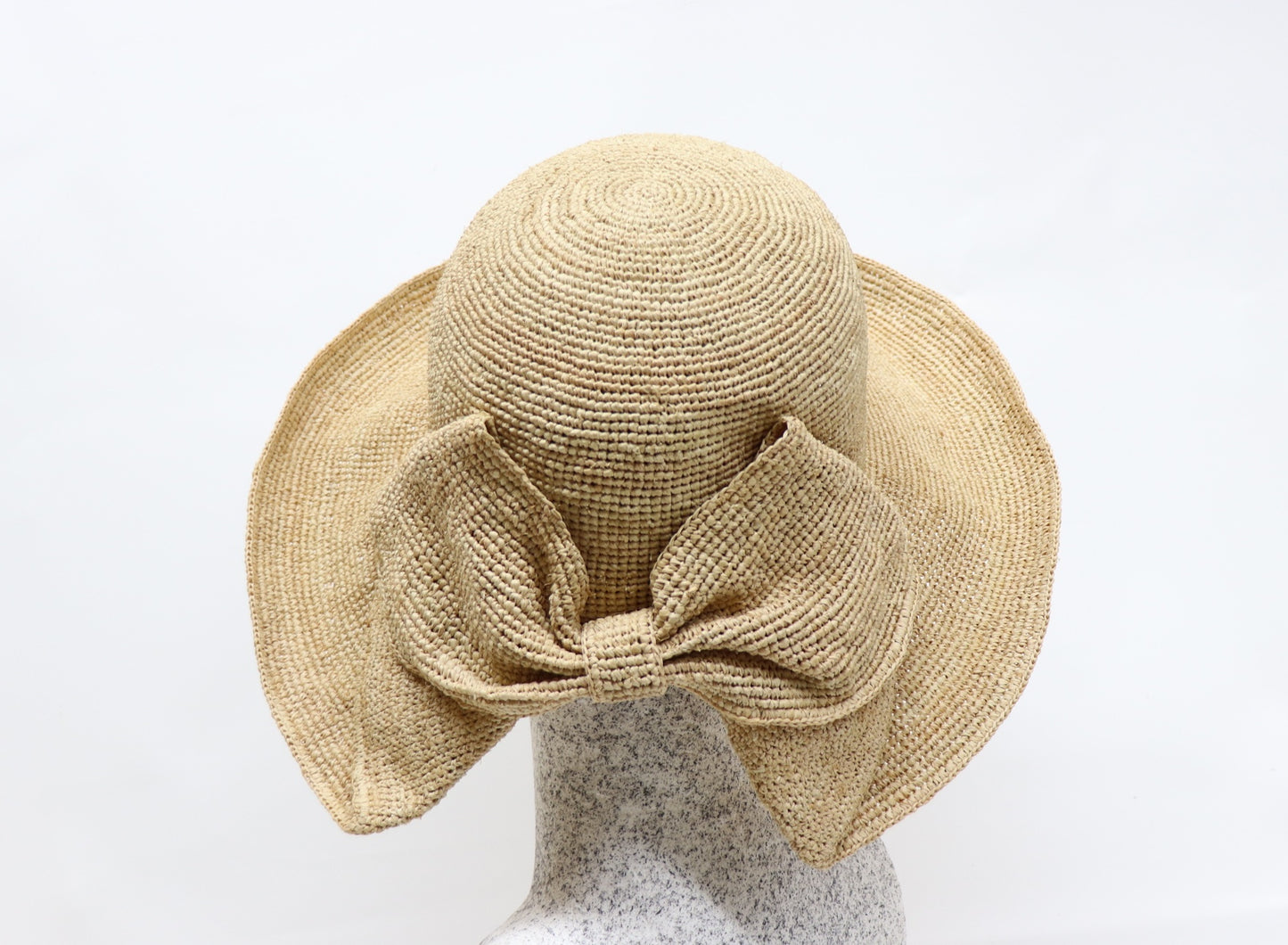 Raffia Aufschlaghut mit Schleife