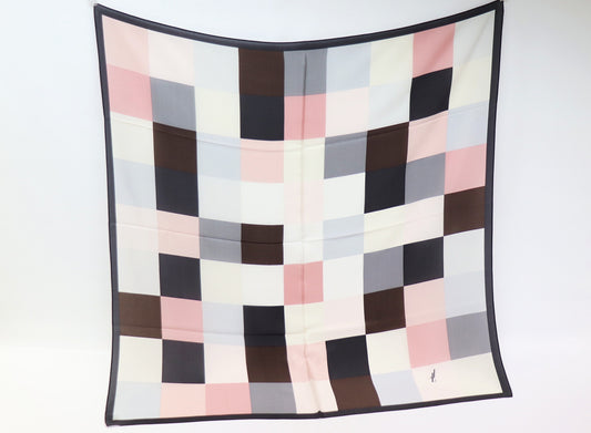 Silk scarf chessboard grey - rose