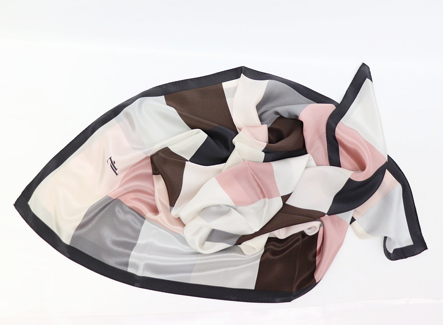 Silk scarf chessboard grey - rose