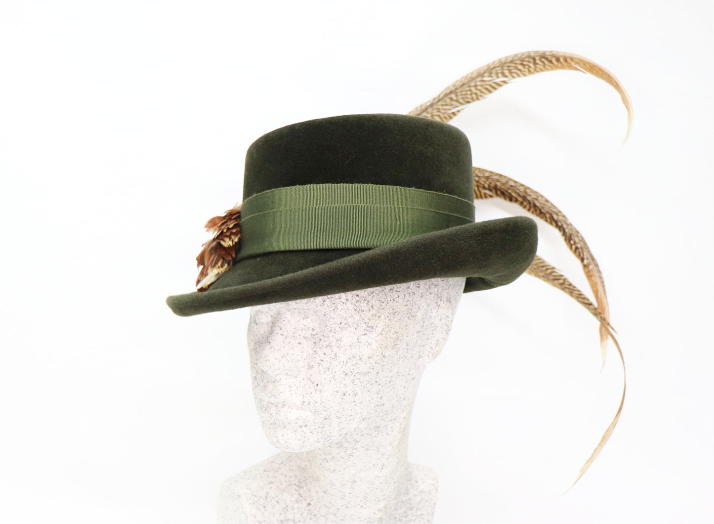 Trachtenhut grün Velour mit Fasanenfedern