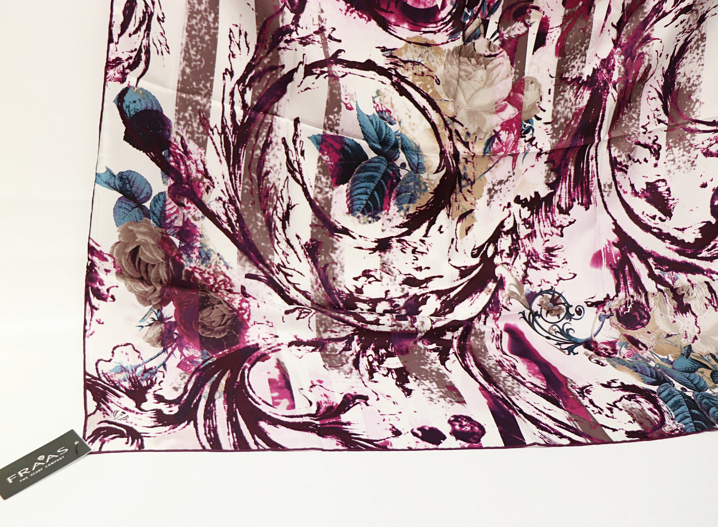 Silk scarf aubergine roses
