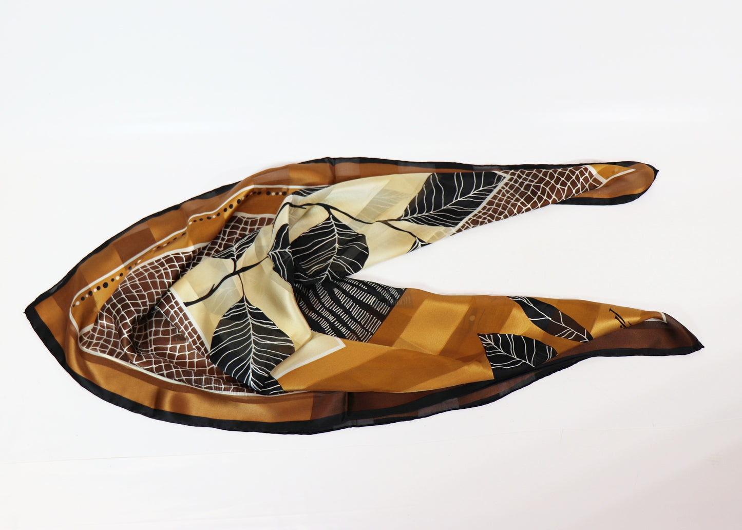 Silk scarf black - beige
