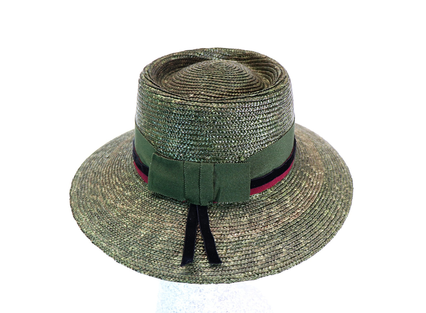 Border straw hat olive