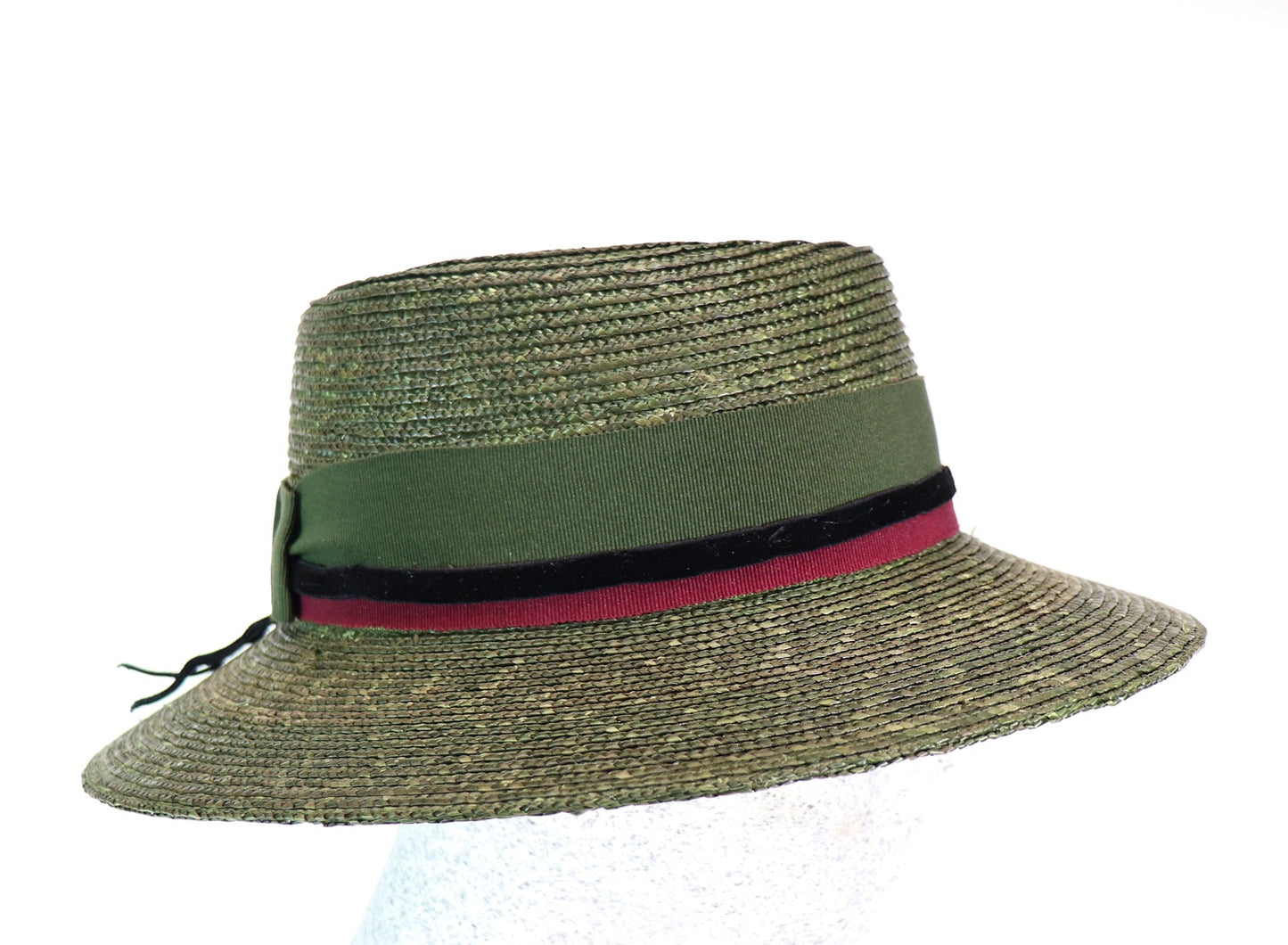 Border straw hat olive