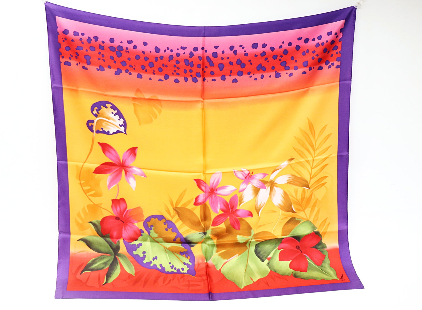 Silk scarf colorful flowers