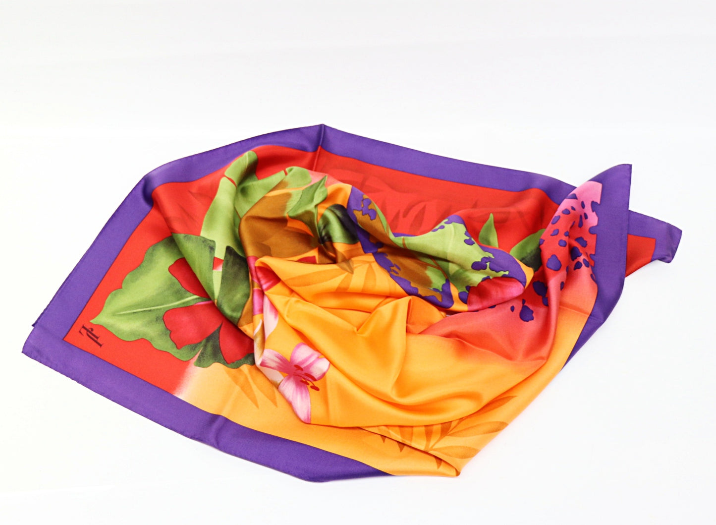 Silk scarf colorful flowers