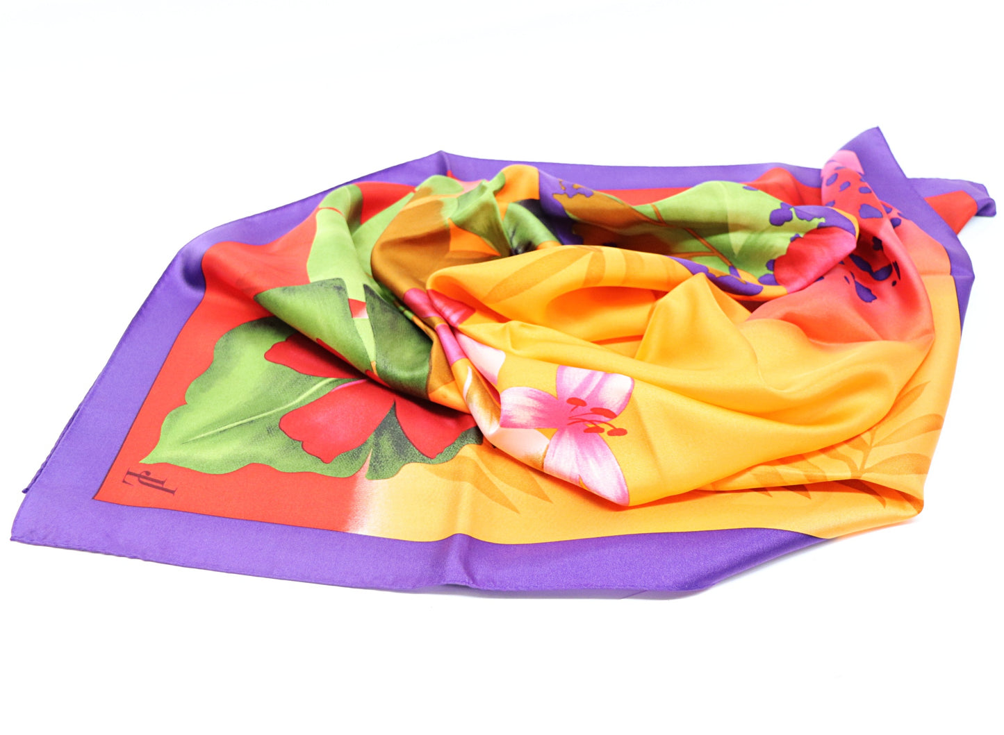Silk scarf colorful flowers