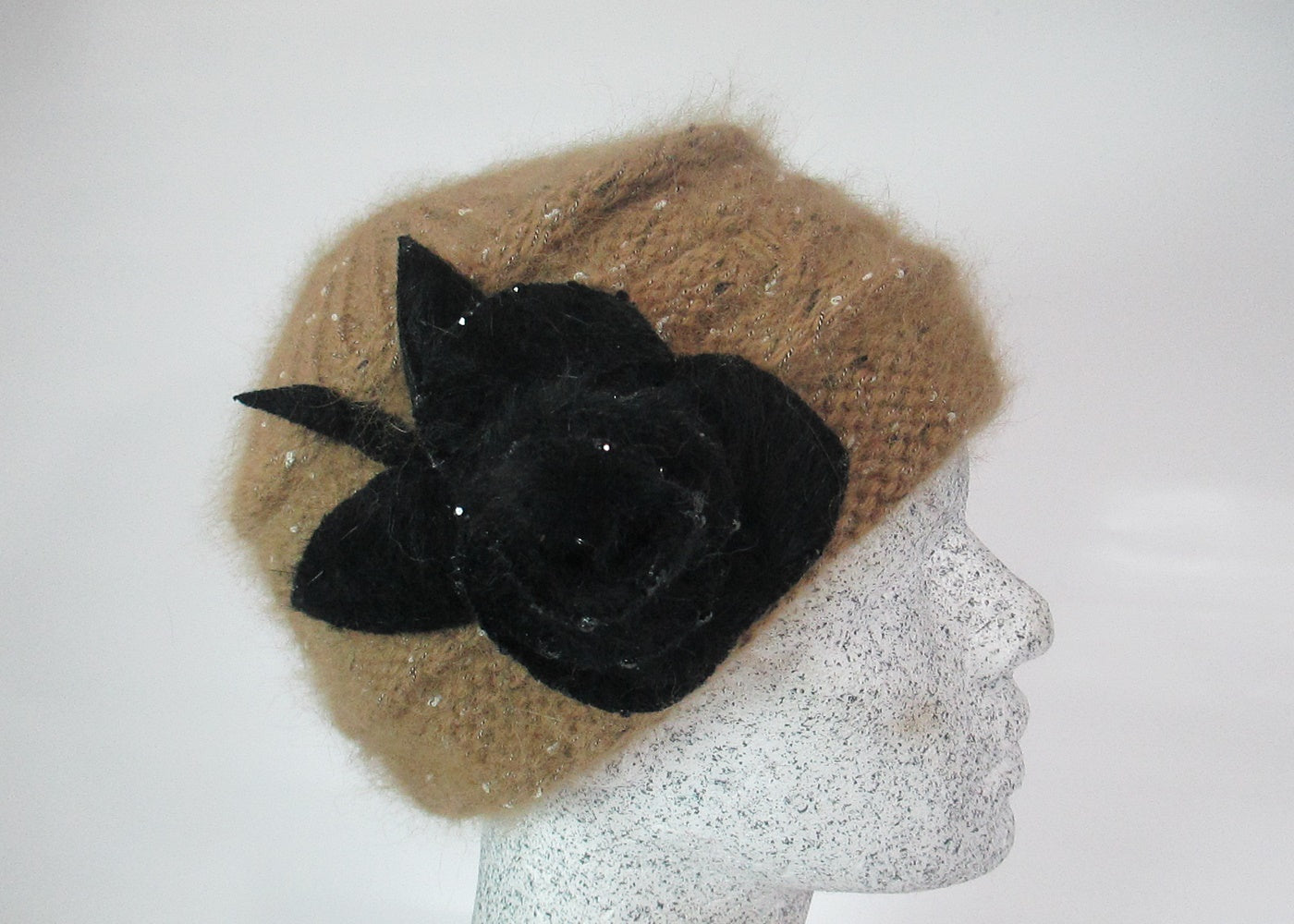 Angora Toque with Rose
