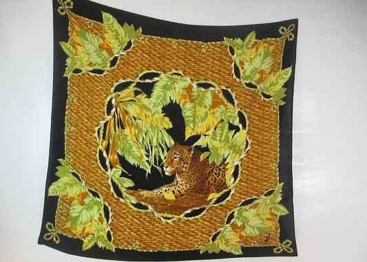 Silk scarf jungle with leopard