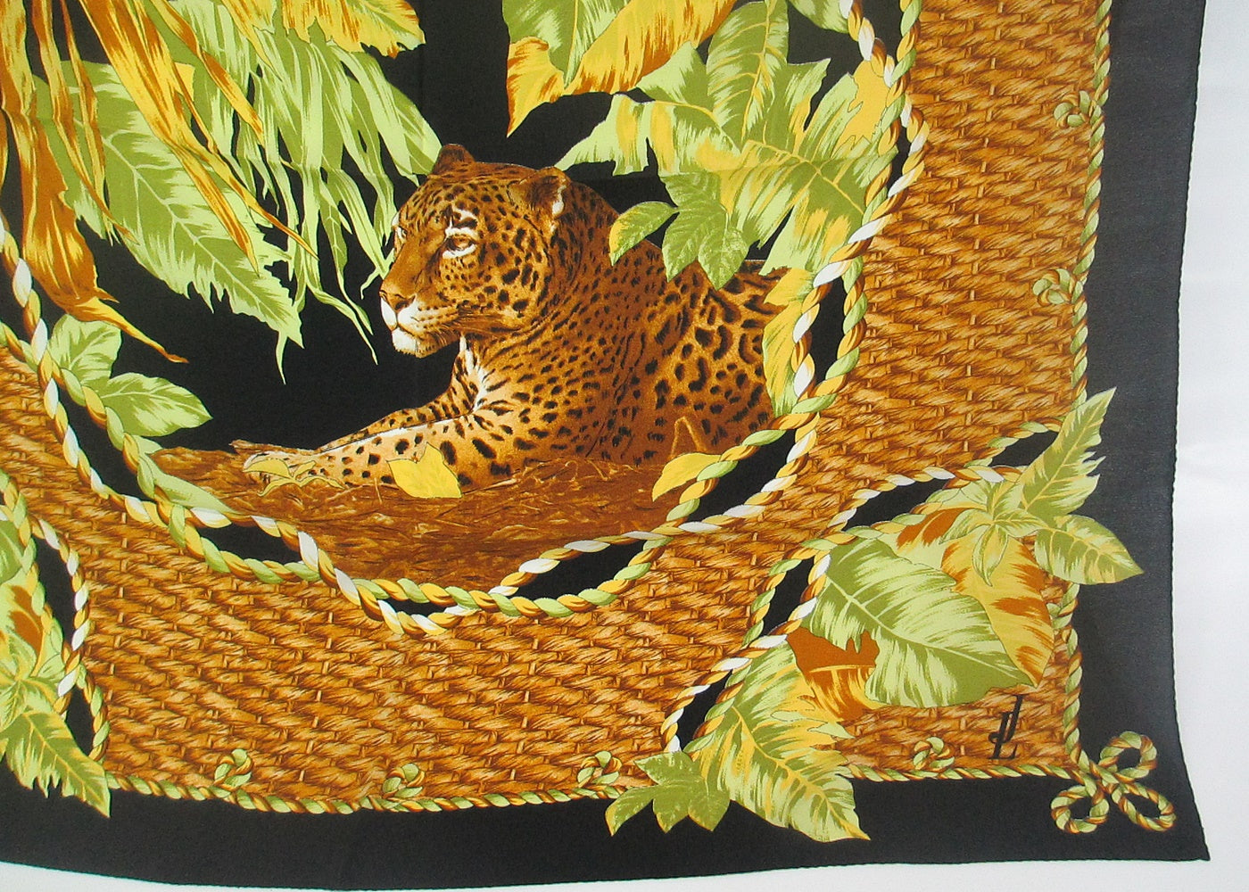 Silk scarf jungle with leopard