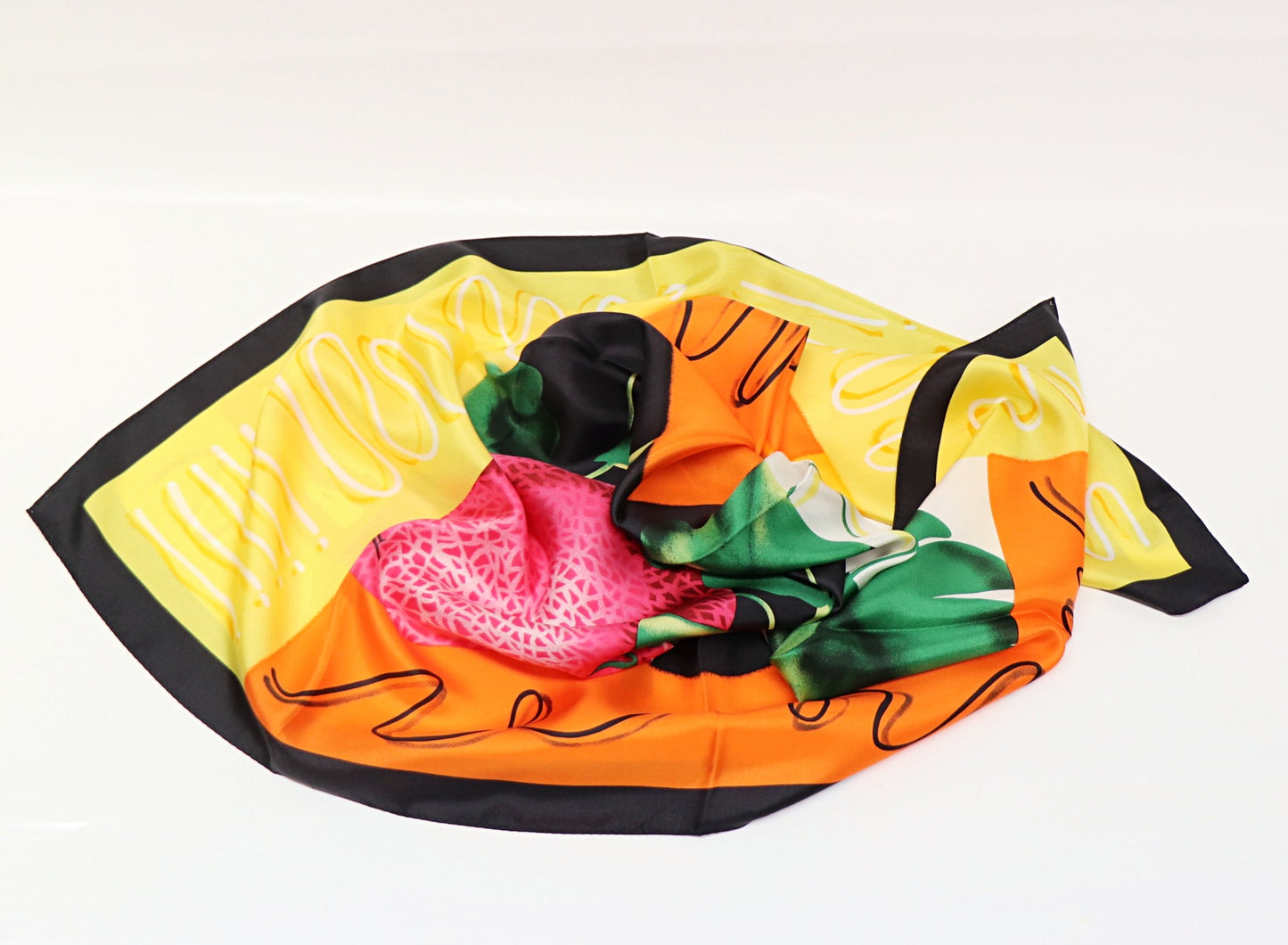 Silk scarf pink fruits