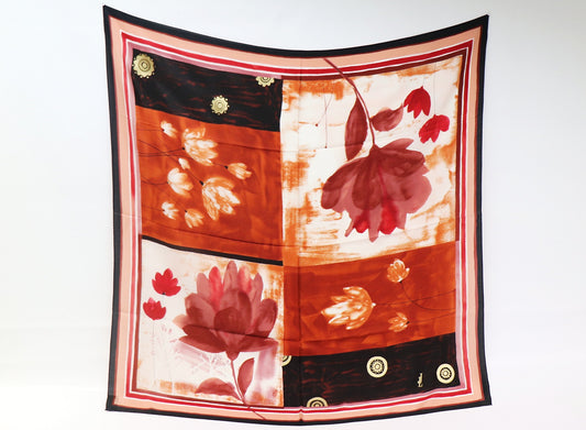 Silk scarf graphic flowers