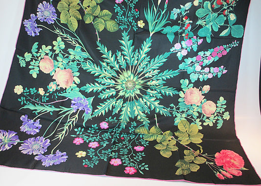 large silk scarf roses and thistles