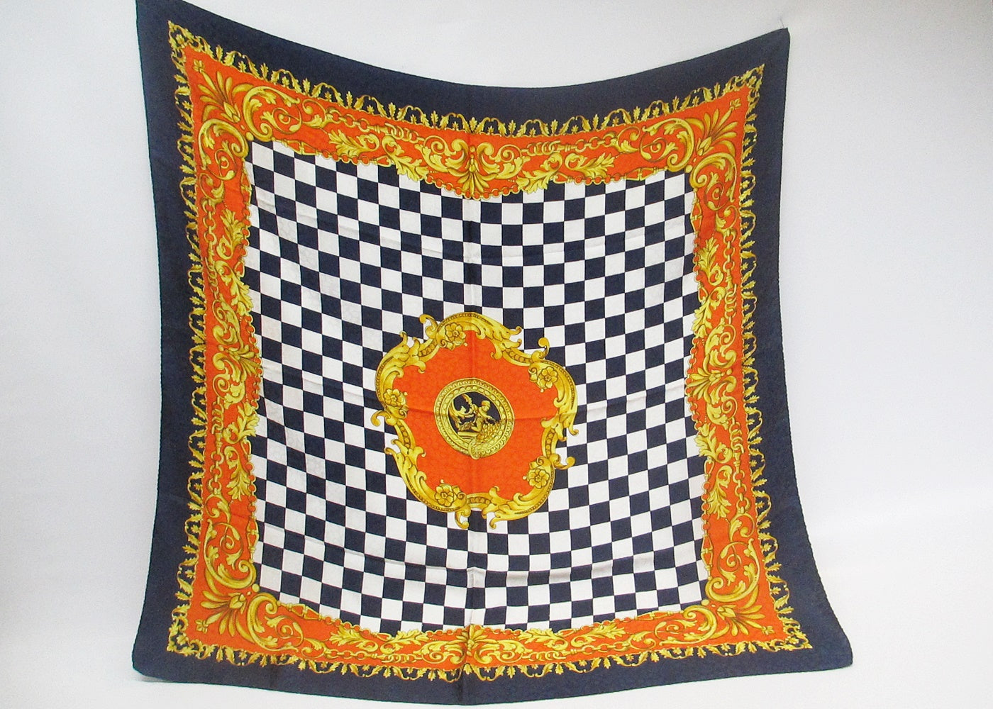 Jacquard - silk scarf with checkerboard pattern
