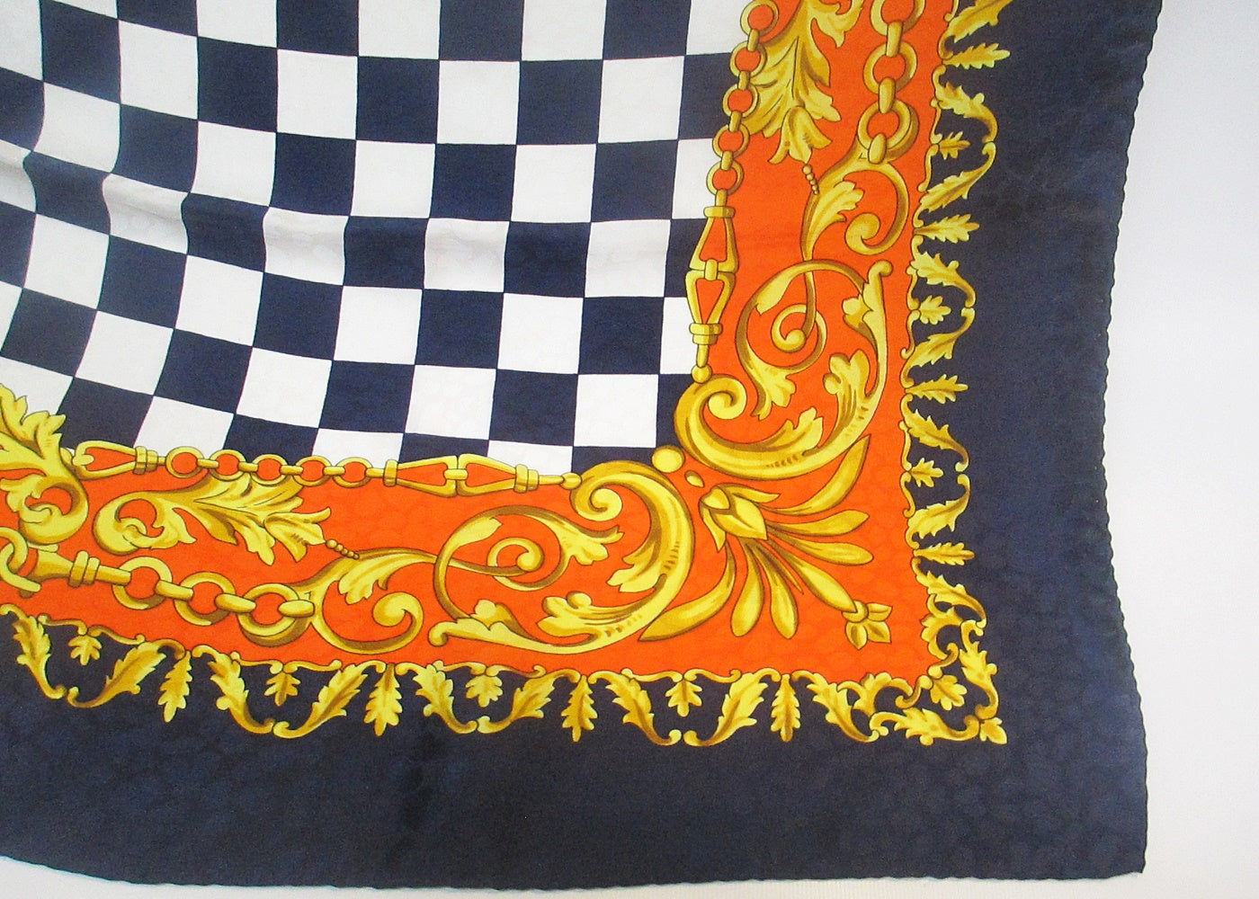 Jacquard - silk scarf with checkerboard pattern