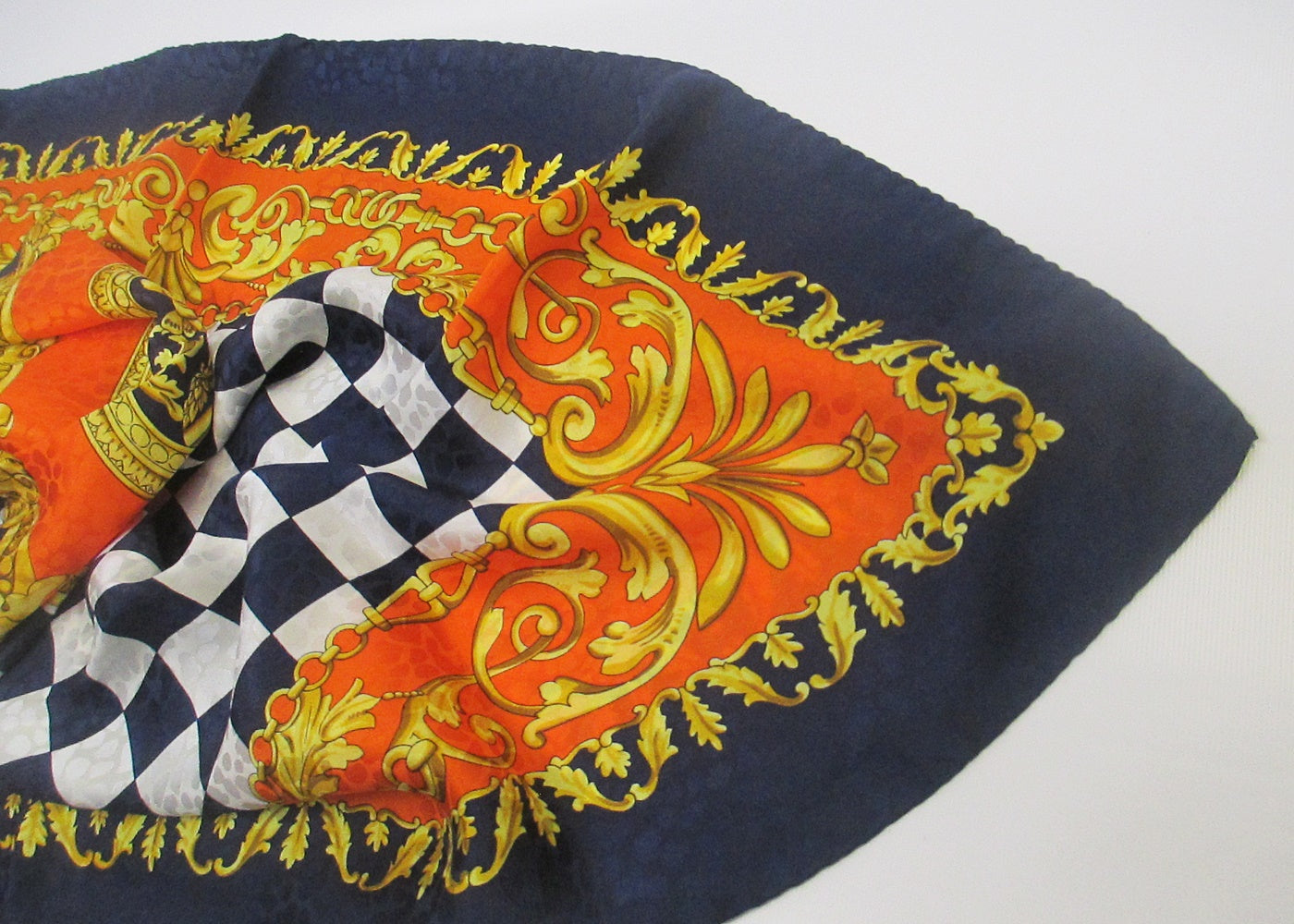 Jacquard - silk scarf with checkerboard pattern