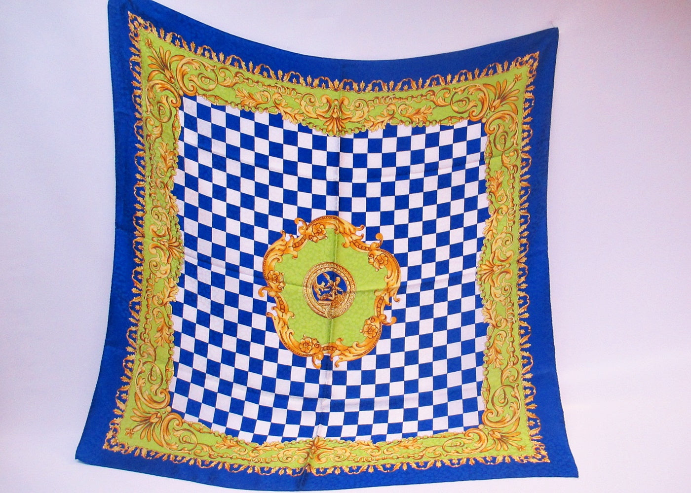 Jacquard - silk scarf with checkerboard pattern