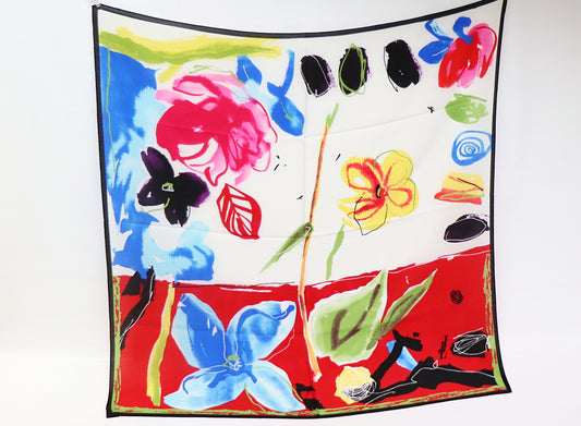 Silk scarf fashionable flowers