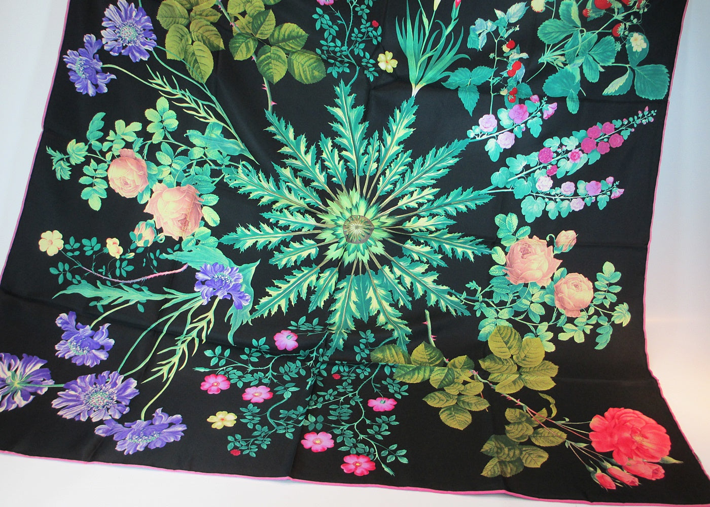 large silk scarf roses and thistles