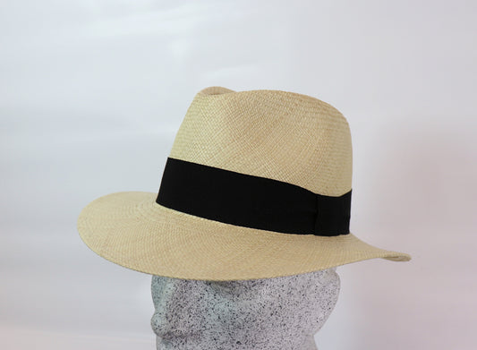 Natural panama with black strap