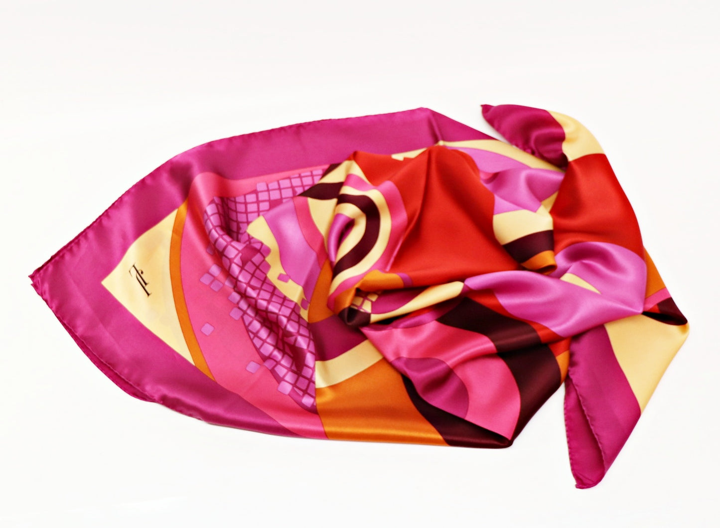 Silk scarf pink circles