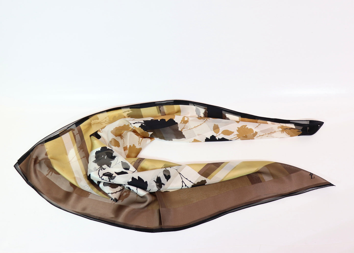 Silk scarf black - beige