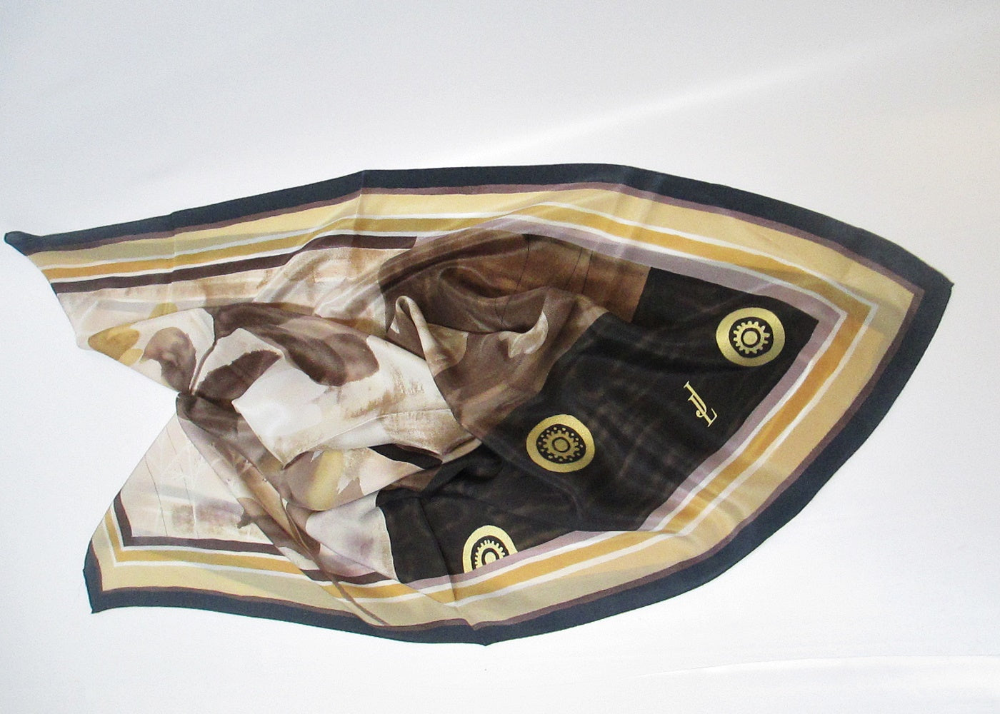 Silk scarf flowers with gold
