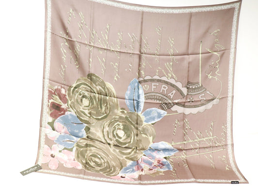 Silk scarf calligraphy with roses