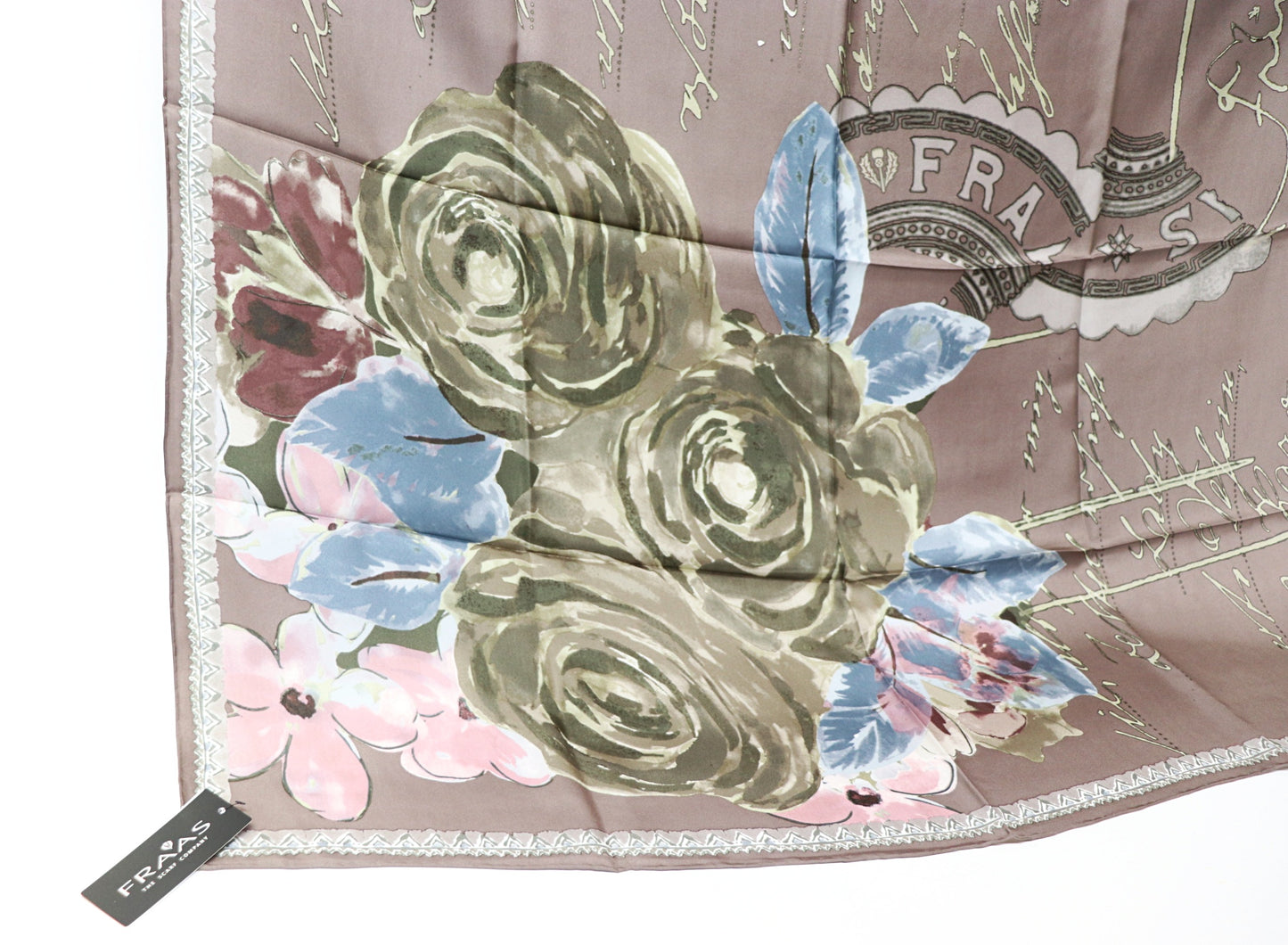 Silk scarf calligraphy with roses