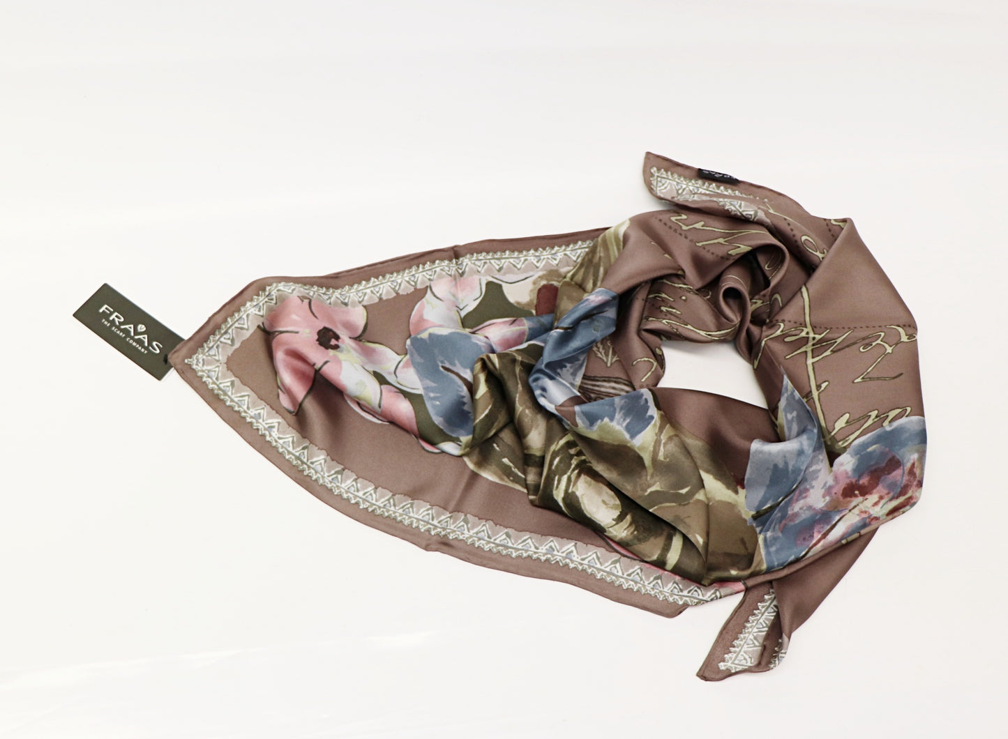 Silk scarf calligraphy with roses
