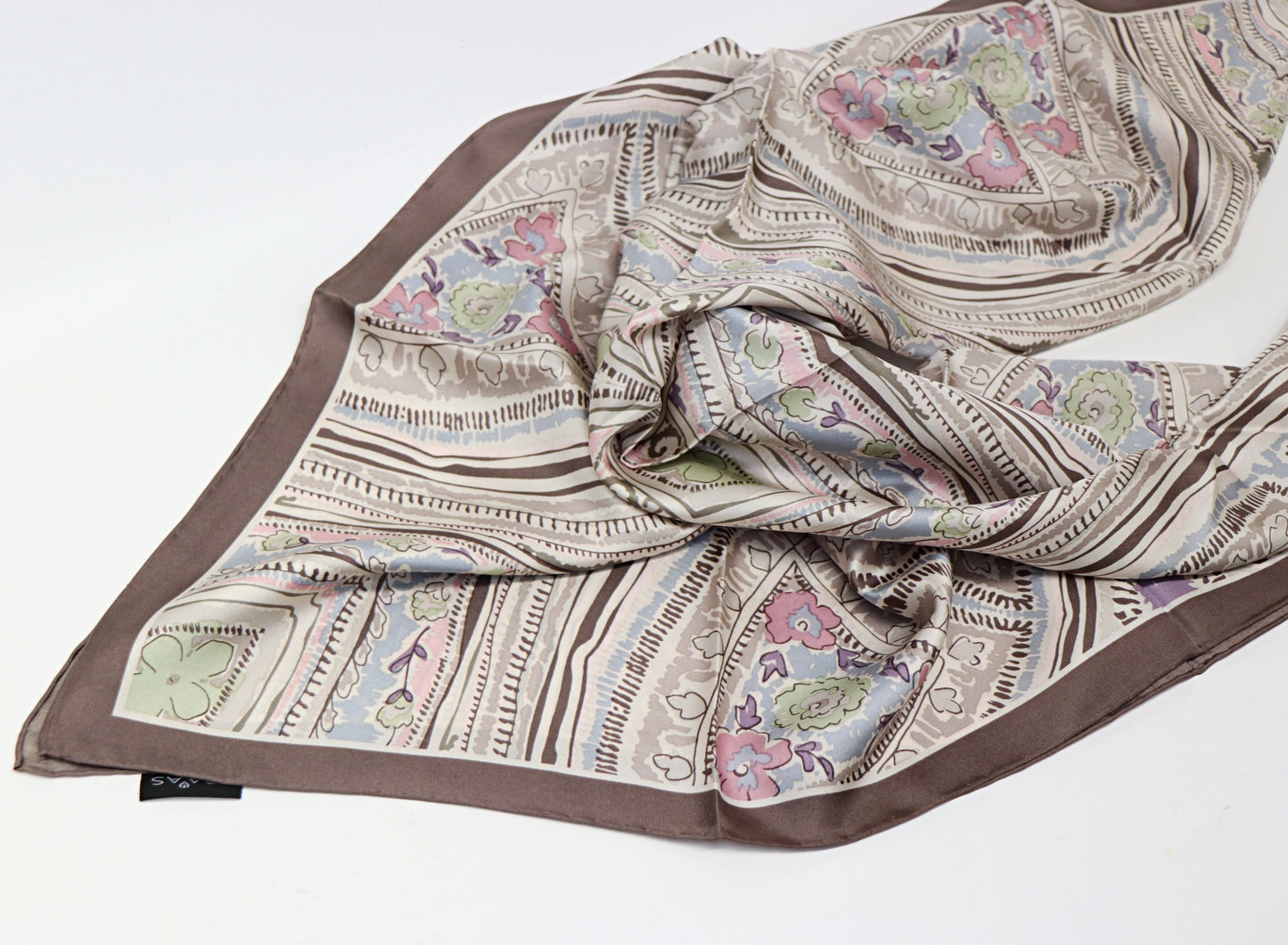Silk scarf pastel flowers