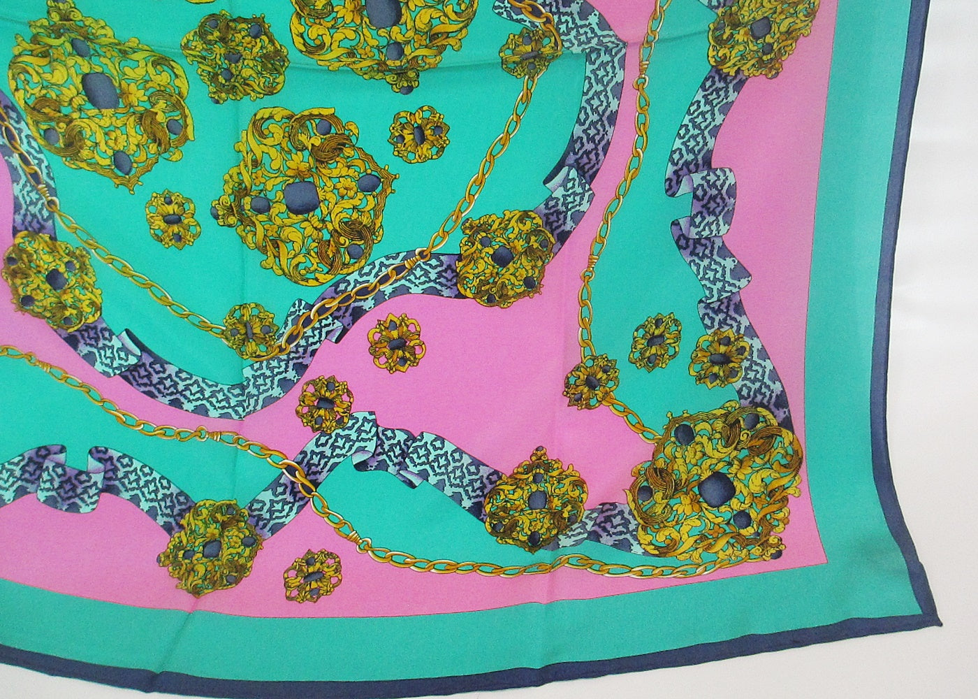 Silk scarf turquoise - pink