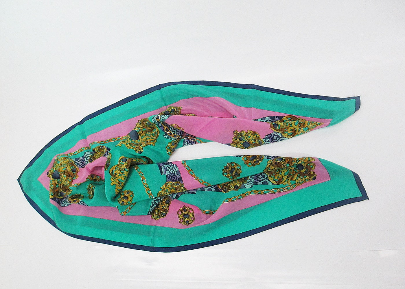 Silk scarf turquoise - pink