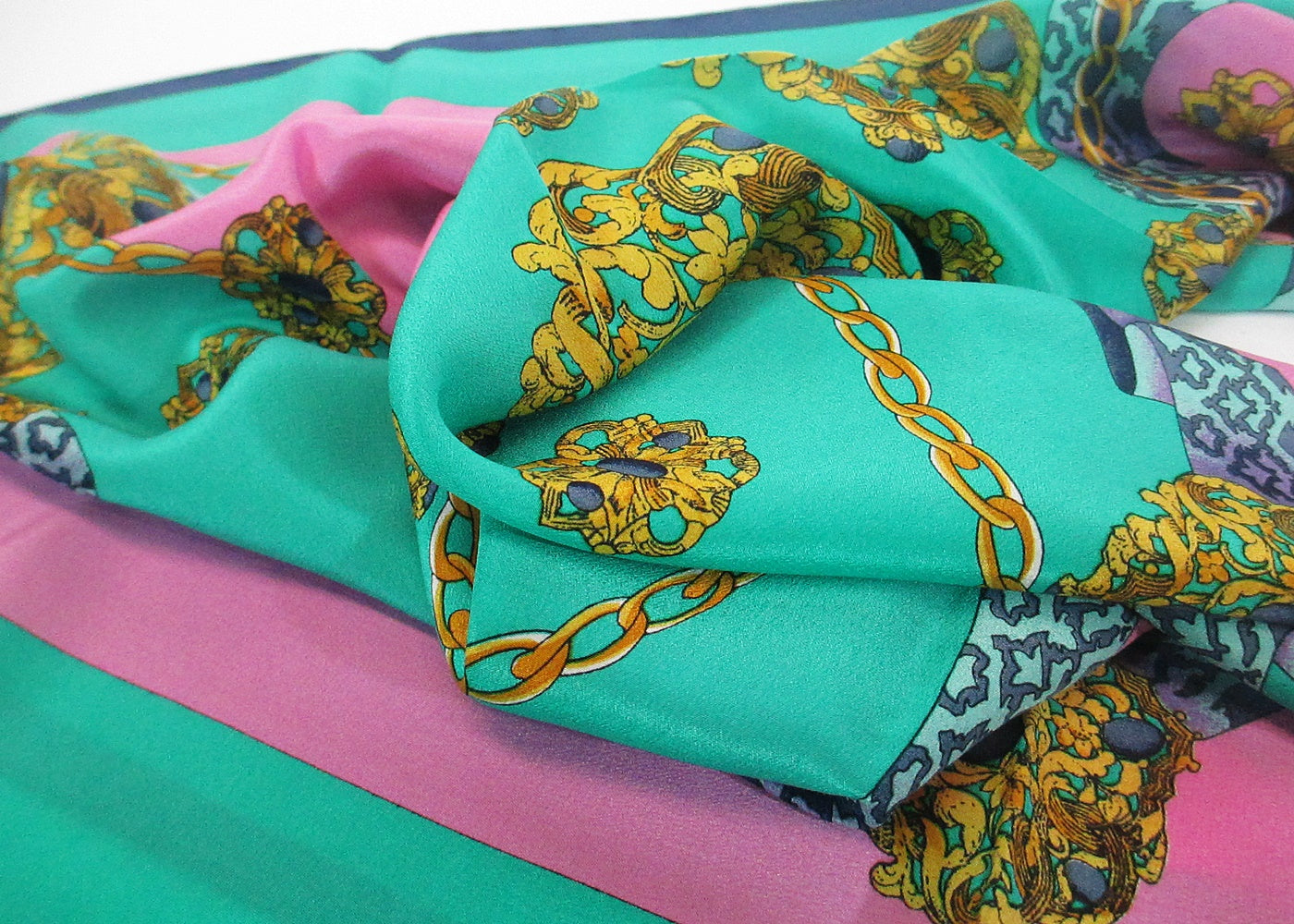 Silk scarf turquoise - pink