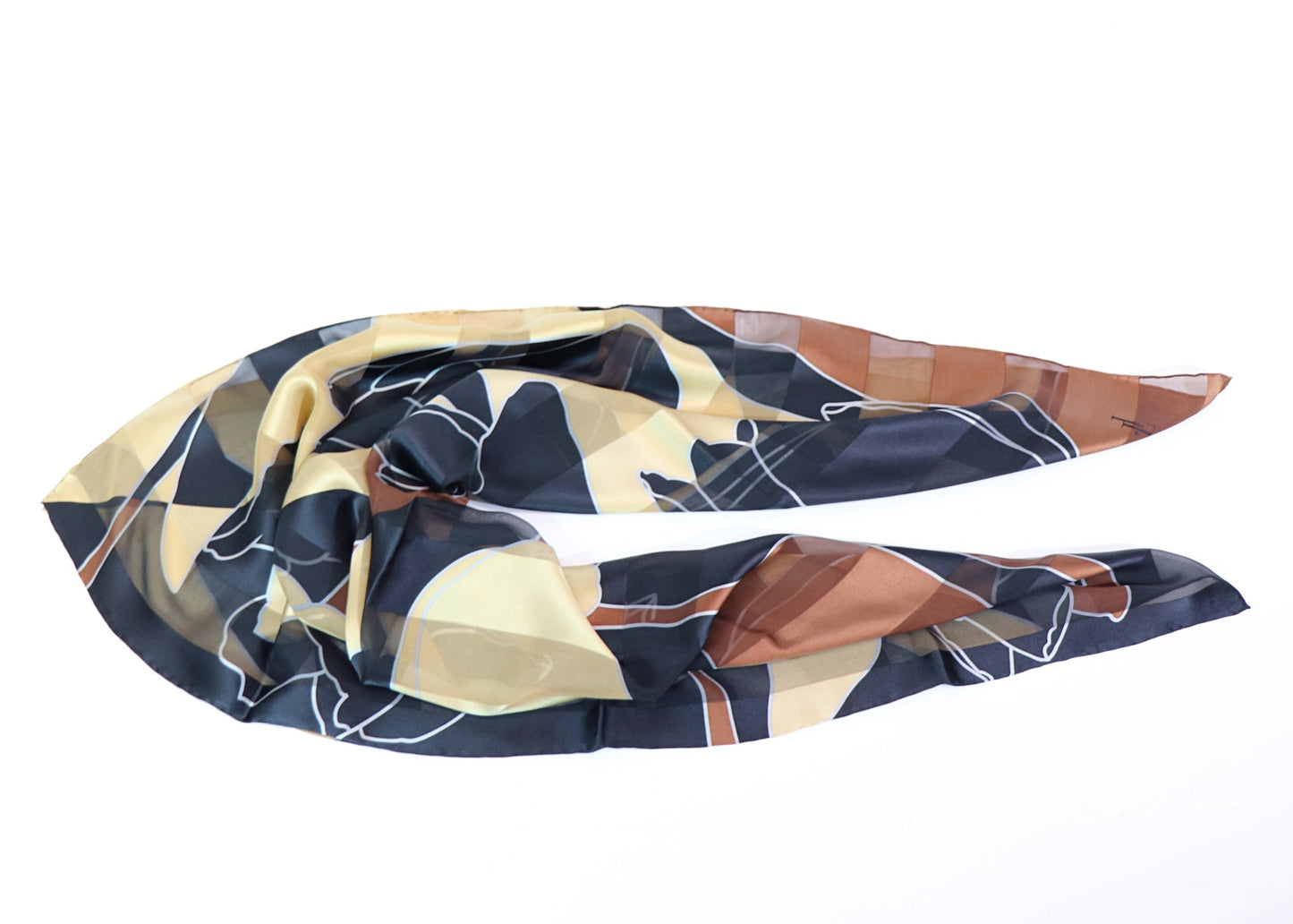 Silk scarf black - beige