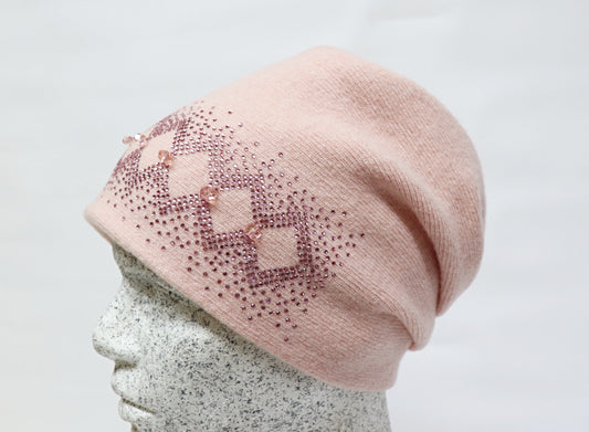 Woll Slouch Strass - Perlenapplikation