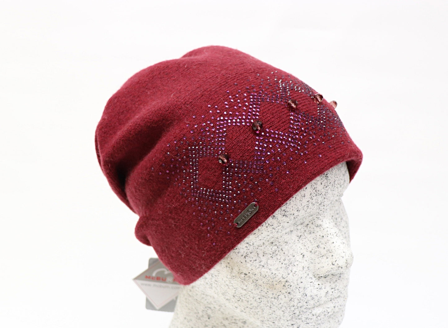 Woll Slouch Strass - Perlenapplikation